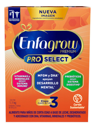 Pro Select fórmula infantil enfagrow etapa 3 caja 1.1 kg