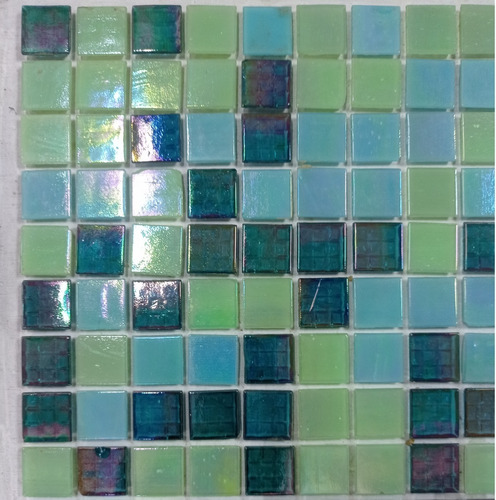 Mosaico Vidrio Mezcla Verde Tornasol Piscina 2x2 Cj=4,28mts2