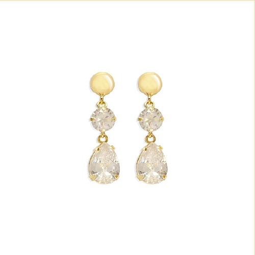 Brinco De Ouro 18k Com Zircônias Penduradas (1)