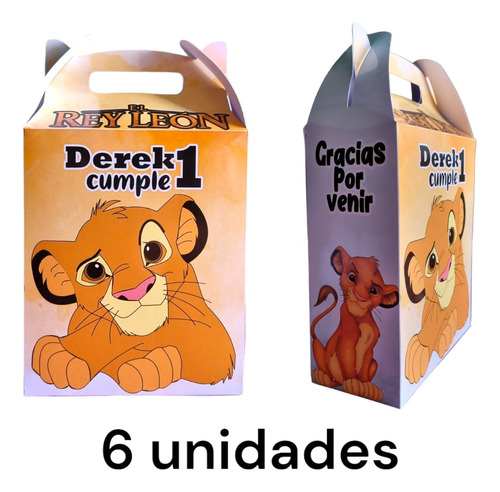 Caja Dulceras Cumpleaños Simba El Rey Leon 6 Unidades