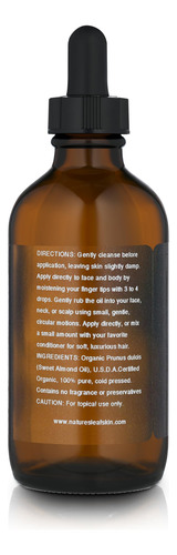 Aceite De Almendras Natures Leaf, 100% Orgánico Puro, 120 Ml