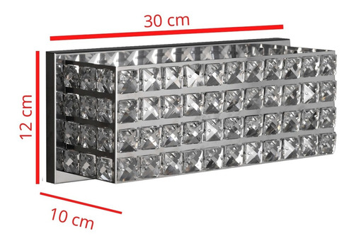 Arandela Cristal Legítimo K9 Luminária Base Inox Retangular 110V/220V