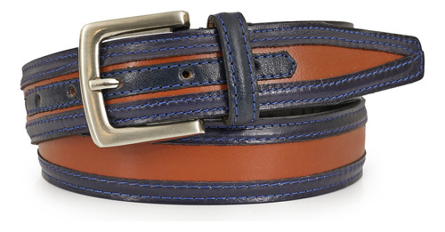 Cinturon Hombre Cuero Cinto Reforzado Vestir Briganti Camba Color Azul Y Suela Talle 115