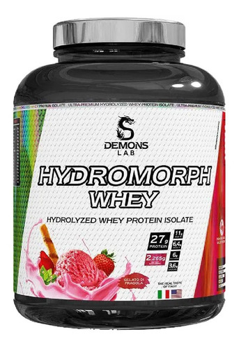 Whey Isolada E Hidrolisada 2.2g Demons Lab Sabor Morango