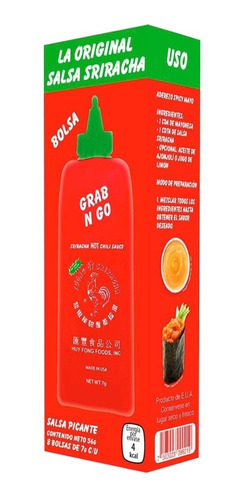 Sriracha Salsa Picante Huy Fong En Sobre 8 Pzs De 7g C/u