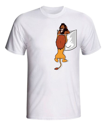 Playera Rey Leon - Simba Y Scar Peleando - Bolsillo - Unisex