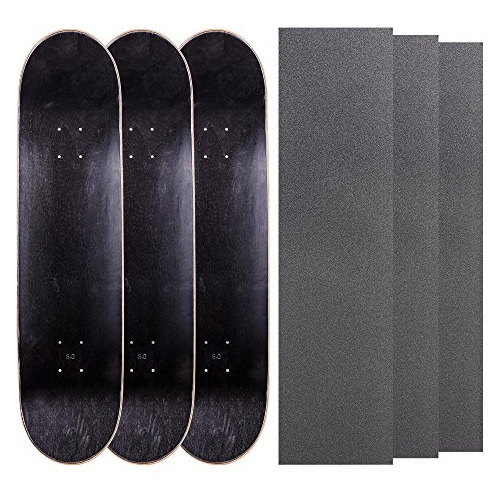 Cal 7 Blank Maple Skateboard Decks Con Grip Tape (black, 8.2