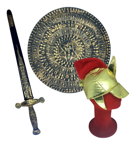 Fantasia Soldado Medieval 1 Chapéu 1 Escudo 1 Espada Oferta