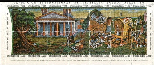 1980 Arte Bajo La Ciudad Mural Subte- Argentina (bloque)mint