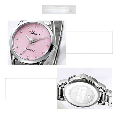 Relojes Elegantes De Cuarzo Inoxidable Chenxi Diamond Color Del Fondo Rosa
