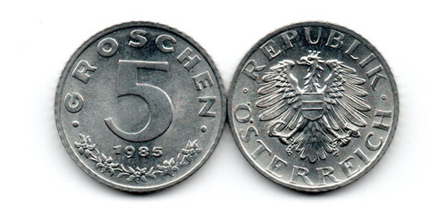Austria Moneda 5 Groschen Año 1985 Km#2875 Sin Circular