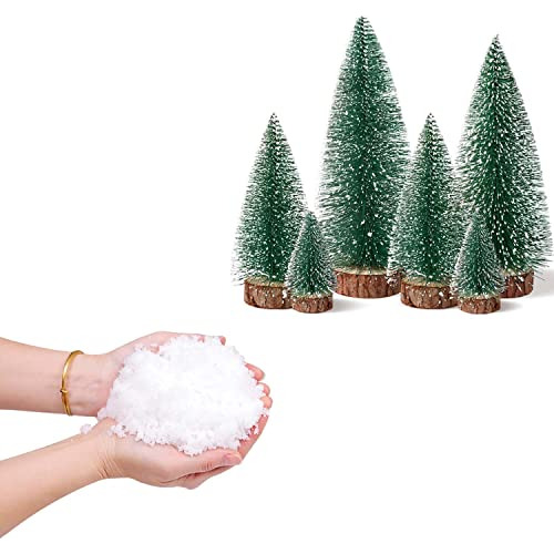 6 Árboles Navidad Mini Decoración Falsa Nieve