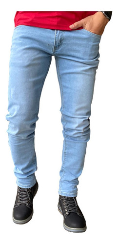 Pantalón Jeans Elasticado Slim Celeste