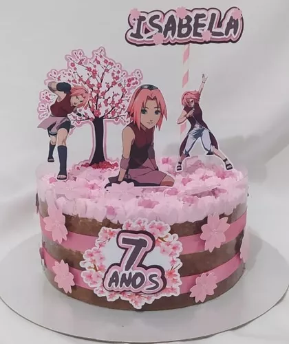 Topo De Bolo Personalizado Aniversário Sakura Naruto