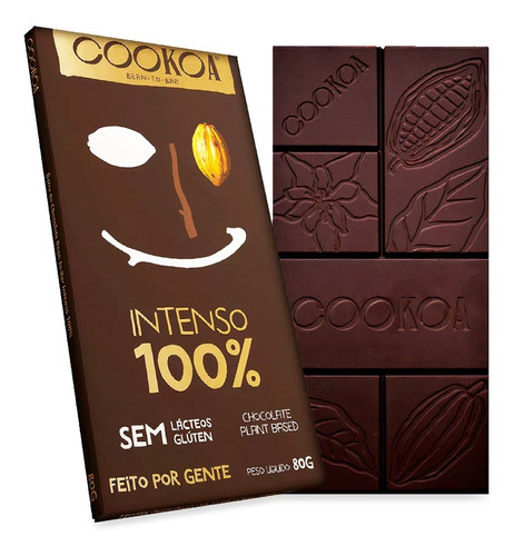 Barra De Chocolate 100%  Cacau Intenso Cookoa 80g