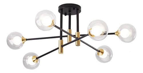 Lámpara De Araña Moderna Con 6 Luces, Pantallas De Cristal
