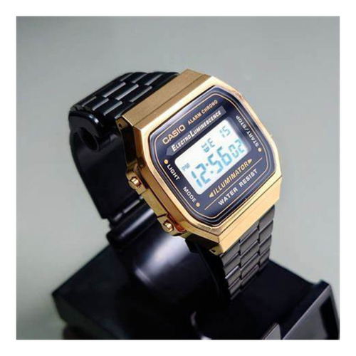 Reloj Digital Casio Acero Inox. Color Neg/dor A168wegb-1b