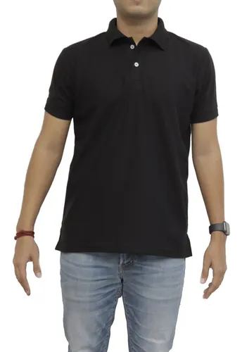 Playera Tipo Polo Color Negro Caballero Algodón Peinado | MercadoLibre