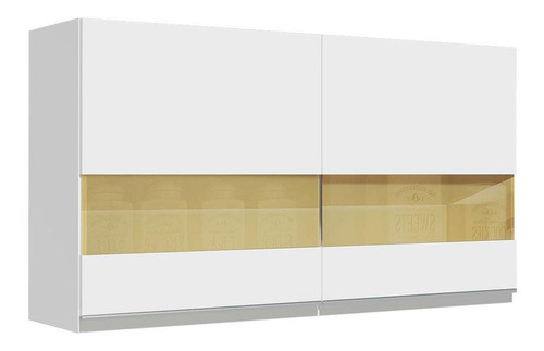 Armário Aéreo Madesa Glamy 120 Cm 2 Portas C/ Vidro - Branco