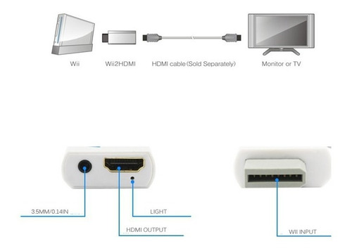 Imagem 3 de 4 de Wii2hdmi - Adaptador Conversor Hdmi Para Wii Full Hd Tv Lcd