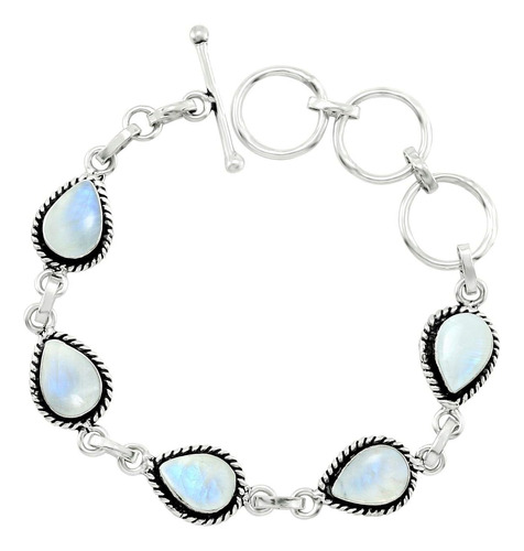 8.65 Cts Pulsera Hecha A Mano Con Piedra Lunar Natural Chapa