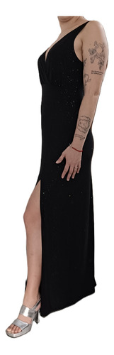 Vestido Negro Largo Con Brillos Gala Noche Fiesta Casamiento