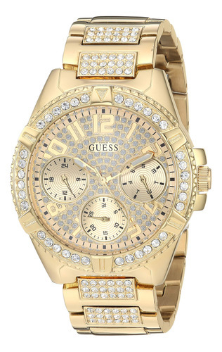 Relógio Guess decorado com 1,575 pol. Cristal, tom dourado