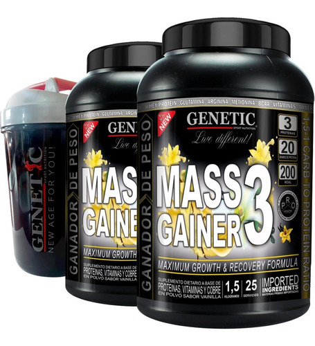 Mass Gainer  Genetic Crecimiento Muscular Magro Vaso Batidor