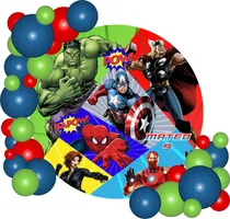 Comprar Fondo Banner Candy Bar Circular Superhéroes 100x100cm