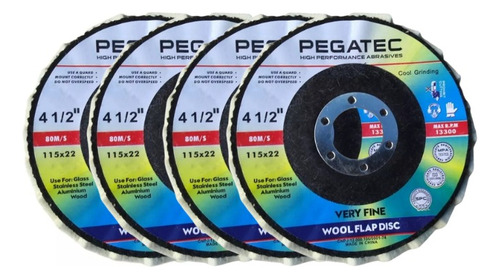 Kit 4 Disco Flap Feltro Polimento Inox Moto 115 Mm Politriz