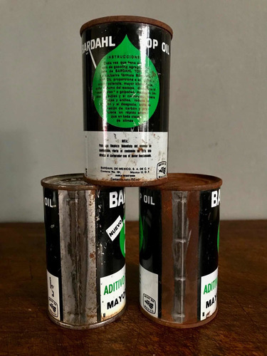 3 Antiguas Latas Llenas De Aditivo Para Gasolina Bardahl !! (Usado)