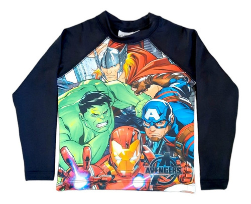 Remera Malla Con Protección Uv Nene Avenger Lic.disney.