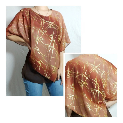 Remera Gasa Con Capa Brillos Importada Usa L, Xl Y Xxl