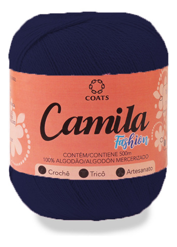 Linha Camila Fashion - 100% Algodão - Crochê Tricô 150g 500m Cor 00150 - Azul Marinho