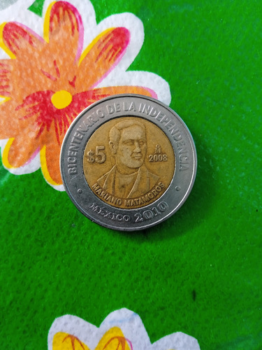 Moneda De 5 Pesos Del Bicentenario De La Independencia 2008 