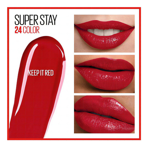 Labial Maybelline SuperStay 24 Color Keep it Red 035