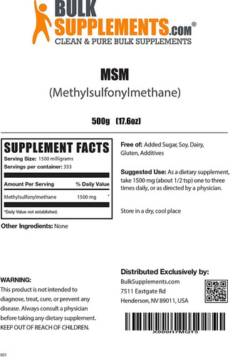 Azufre Organico Puro Msm 100% Metilsulfonilmetano