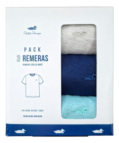 Remera Pato Pampa Pack Por 3 Unidades Verde - Crudo - Marino