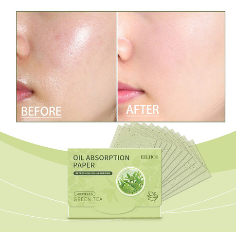 Papel Secante De Aceite Para Rostro, 100 Hojas, Aceite De Té