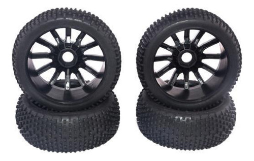 3 Llantas Y Neumáticos Para Rines Rc 1/ Hsp Car Black