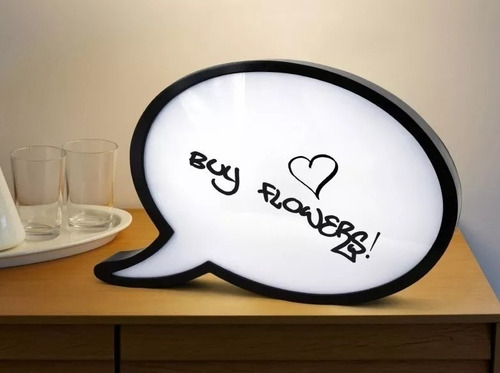 Pizarra Led Luminosa Globo Pensamiento Dialogo Cartel Comic