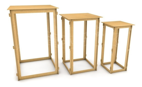 Imagem 3 de 8 de Trio Mesas Quadradas Decoração Festa Mdf Promoção P M G