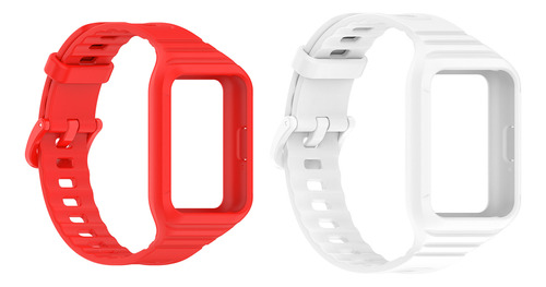 2 Correas De Silicona Para Galaxy Fit 3 (rojo Y Blanco)