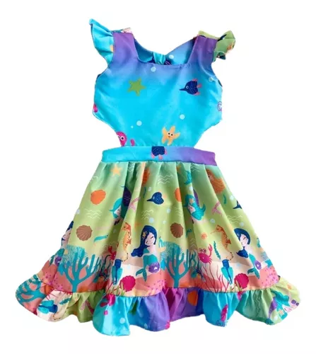 Vestido Sereia Infantil - Ótimo para festa Infantil - Acompanha