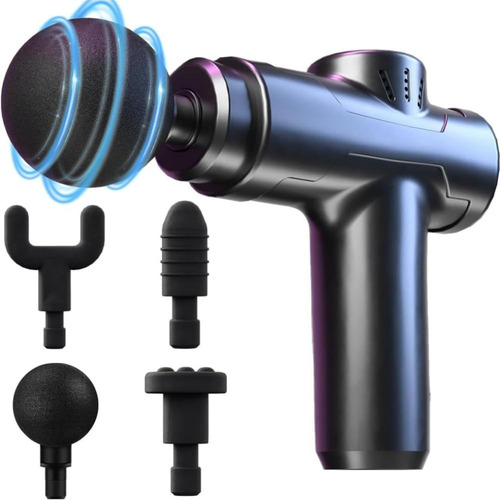 Pistola De Masaje Muscular, 4 Cabezales Masajeador Portatil