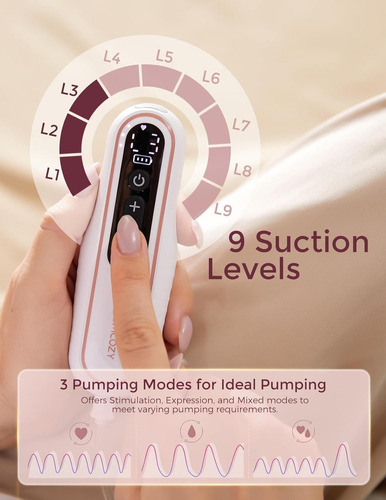 Momcozy V2 Pro Extractor de Leche Eléctrico Ultraligero, Extractor de Leche Portátil y Manos Libres