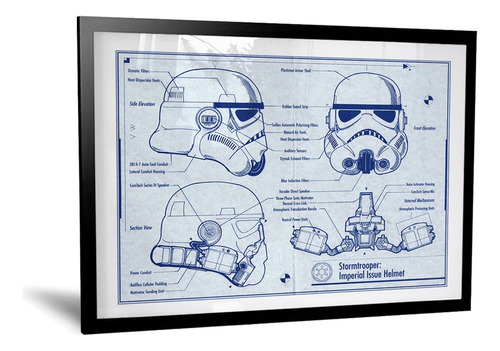 Cuadro - Star Wars Plano Casco Stormtrooper - 30x42 Cm