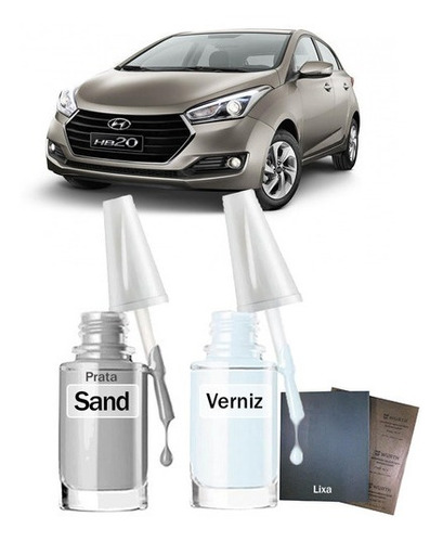 Tinta Tira Risco Automóvel Hyundai Hb20 2015 Prata Sand