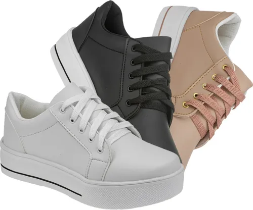 Tenis Feminino Kit 03 Pares Casual Sapatenis S03 .kt3