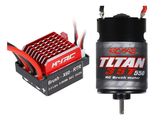 Motor Cepillado 550 35t Con 60a Esc Para 1/10 Rc Scx10 Traxx